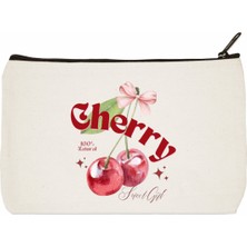 Designedfy Cherry Sweet Girl Baskılı Makyaj Çantası