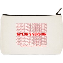 Designedfy Clutch Taylor's Version Baskılı Bez Makyaj Çantası, Kalemlik, El Çantası