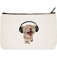 Designedfy Cat Baskılı Makyaj Çantası