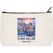 Designedfy Clutch Gilmore Girls Stars Hollow Baskılı Bez Makyaj Çantası Kalemlik El Çantası