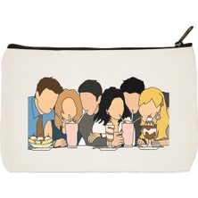 Designedfy Clutch Friends Baskılı Bez Makyaj Çantası, Kalemlik, El Çantası