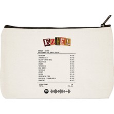 Designedfy Clutch Ezhel Album Receipt Baskılı Bez Makyaj Çantası, Kalemlik, El Çantası