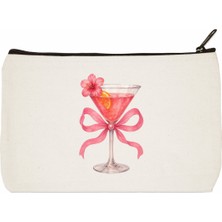 Designedfy Martini Flower Baskılı Makyaj Çantası