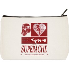 Designedfy Clutch Conan Gray Superache Baskılı Bez Makyaj Çantası
