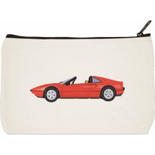 Designedfy Red Car Baskılı Makyaj Çantası