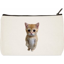 Designedfy Kedi Baskılı Makyaj Çantası