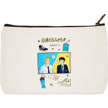 Designedfy Clutch Heartstopper Baskılı Bez Makyaj Çantası, Kalemlik, El Çantası