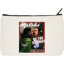 Designedfy Clutch Mitski Baskılı Bez Makyaj Çantası, Kalemlik, El Çantası