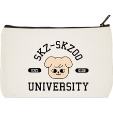 Designedfy Clutch Stray Kids Chungmin Baskılı Bez Makyaj Çantası Kalemlik El Çantası