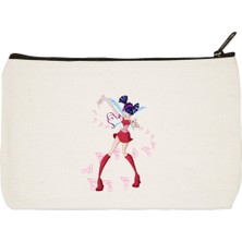 Designedfy Clutch Winx Musa Baskılı Bez Makyaj Çantası, Kalemlik, El Çantası
