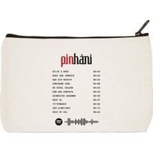 Designedfy Clutch Pinhani Album Receipt Baskılı Bez Makyaj Çantası, Kalemlik, El Çantası