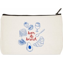 Designedfy Born To Brunch Baskılı Makyaj Çantası