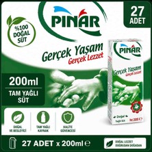 Pınar Tam Yağlı Süt 200 ml x 27 Adet