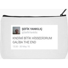 Designedfy Kendimi Bitik Hissediyorum Su Geçirmez Baskılı Bez Makyaj Çantası, Kalemlik, Cüzdan
