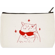 Designedfy Cat Star Baskılı Makyaj Çantası