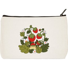 Designedfy Strawberry Frog Baskılı Bez Makyaj Çantası