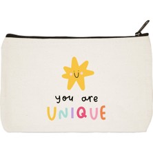 Designedfy You Are Unique Baskılı Bez Makyaj Çantası, Kalemlik, El Çantası