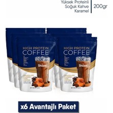 Shazel Yüksek Proteinli Soğuk Kahve | Karamel Aromalı | Doypack | 200 gr | 6 Adet