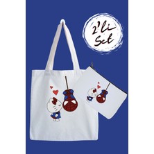 Designedfy Hello Kitty ve Spider Su Geçirmez Bez Çanta ve Kalemlik 2'li Avantaj Seti
