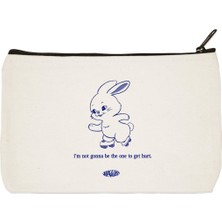 Designedfy Rabbit Baskılı Bez Makyaj Çantası Kalemlik El Çantası