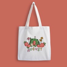 Designedfy Strawberry Frog 2 Baskılı Bez Çanta