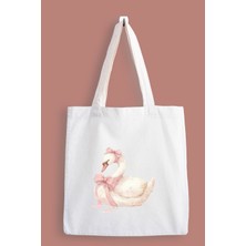 Designedfy Kuğu Baskılı Bez Çanta, Tote Bag