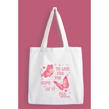 Designedfy To Live Butterfly Baskılı Bez Çanta, Tote Bag