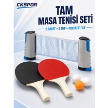 CKSpor Luxury Portatif Masa Tenisi Seti 2 Raket 3 Top Mekanizmalı Fileli Ping Pong Seti