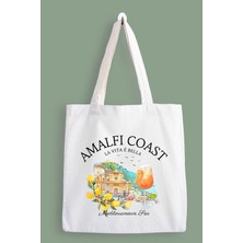 Designedfy Amalfi Coast Su Geçirmez Baskılı Bez Çanta, Tote Bag
