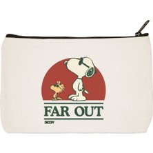 Designedfy Far Out Baskılı Bez Makyaj Çantası, Kalemlik, El Çantası