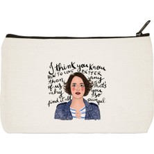 Designedfy Fleabag 2 Baskılı Bez Makyaj Çantası, Kalemlik, El Çantası