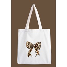Designedfy Leopar Kurdele Baskılı Bez Çanta, Tote Bag