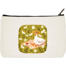Designedfy Duck Baskılı Bez Makyaj Çantası, Kalemlik, El Çantası