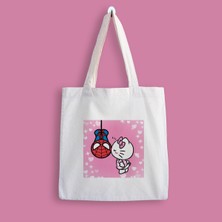 Designedfy Hello Kitty - Spiderman Baskılı Bez Çanta