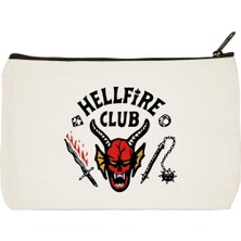 Designedfy Hellfire Club Baskılı Bez Makyaj Çantası, Kalemlik, El Çantası