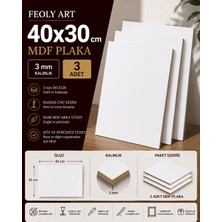 Feoly Art Mdf - 40X30CM Beyaz Lam Mdf Plaka | 3mm / 3 Adet | Ahşap Boyama, Maket, Hobi ve Dekorasyon |