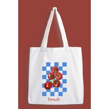 Designedfy Şık Görünümlü Tomato Baskılı Tote Bag, Su Geçirmez Bez Çanta Kadınlar İçin