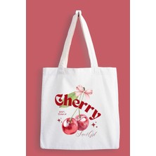 Designedfy Cherry Sweet Girl Baskılı Bez Çanta, Tote Bag