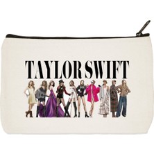 Designedfy Taylor Swift Baskılı Bez Makyaj Çantası, Kalemlik, El Çantası