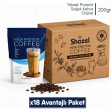 Shazel Yüksek Proteinli Soğuk Kahve | Orijinal Aromalı | Doypack | 200 gr | 18 Adet
