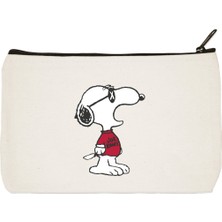 Designedfy Snoopy 2 Baskılı Bez Makyaj Çantası, Kalemlik, El Çantası