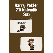 Designedfy Harry Potter 2'li Makyaj Çantası Avantaj Seti, Kalemlik, Cüzdan, Bez Çanta