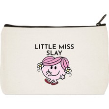 Designedfy Little Miss Slay Baskılı Bez Makyaj Çantası Kalemlik El Çantası