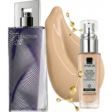 Avon Anew Fondöten - 430N Deep Tan ve Attraction Game Kadın Edp 50ML