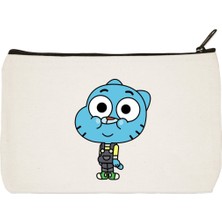 Designedfy Gumball Baskılı Bez Makyaj Çantası, Kalemlik, El Çantası