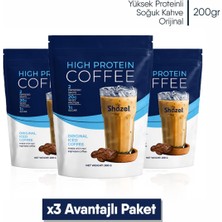 Shazel Yüksek Proteinli Soğuk Kahve | Orijinal Aromalı | Doypack | 200 gr | 3 Adet
