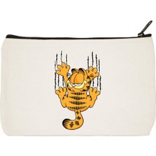 Designedfy Garfield Baskılı Bez Makyaj Çantası, Kalemlik, El Çantası