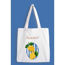 Designedfy Summer Limon Baskılı Bez Çanta, Tote Bag