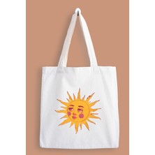 Designedfy Estetik Güneş Su Geçirmez Baskılı Bez Çanta, Tote Bag