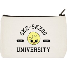 Designedfy Clutch Stray Kids Felix Baskılı Bez Makyaj Çantası, Kalemlik, El Çantası